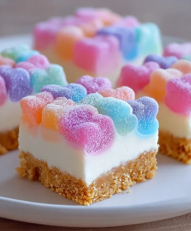 Gummy Cotton Candy Cheesecake Bites