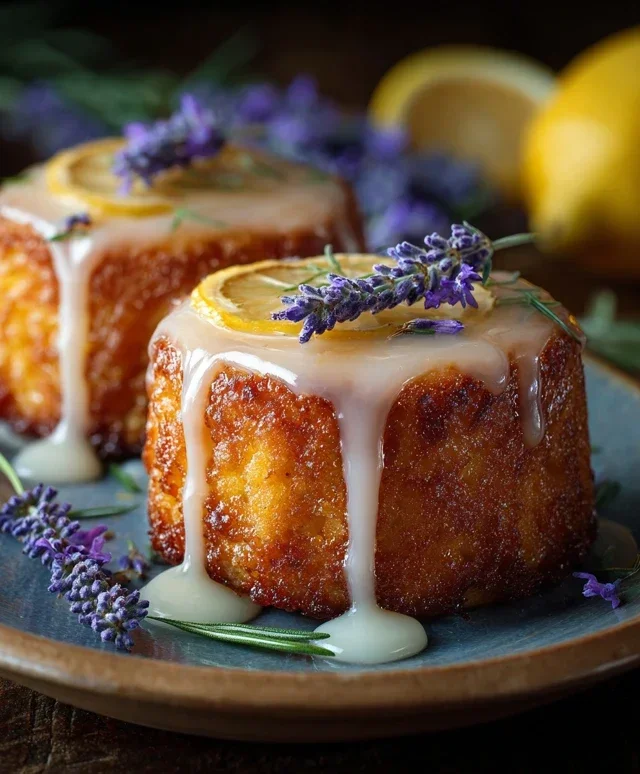 Mini Lemon Cakes With Lavender Glaze