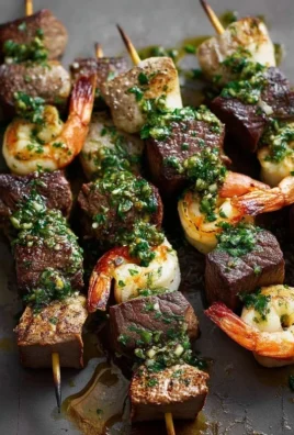 Surf and Turf Kabobs with Chimichurri Sauce