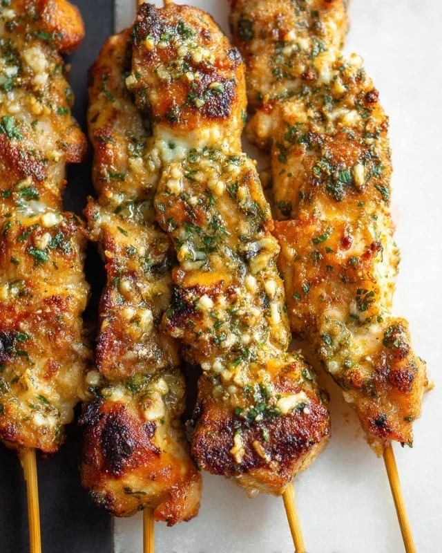 Ranch Garlic Parmesan Chicken Skewers