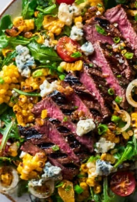 Balsamic Steak Gorgonzola Salad with Grilled Corn