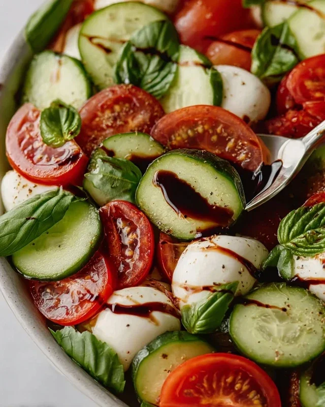 Fresh Cucumber Caprese Salad