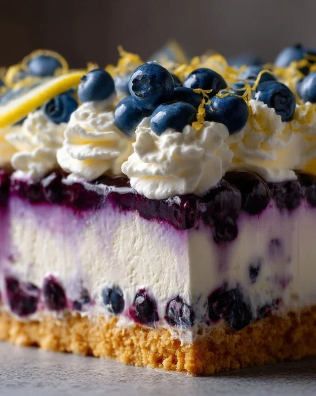 No-Bake Lemon dazzling Blueberry cream Cake