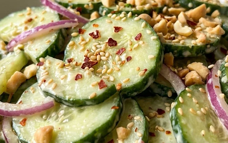 Creamy Asian Cucumber Salad Bowl
