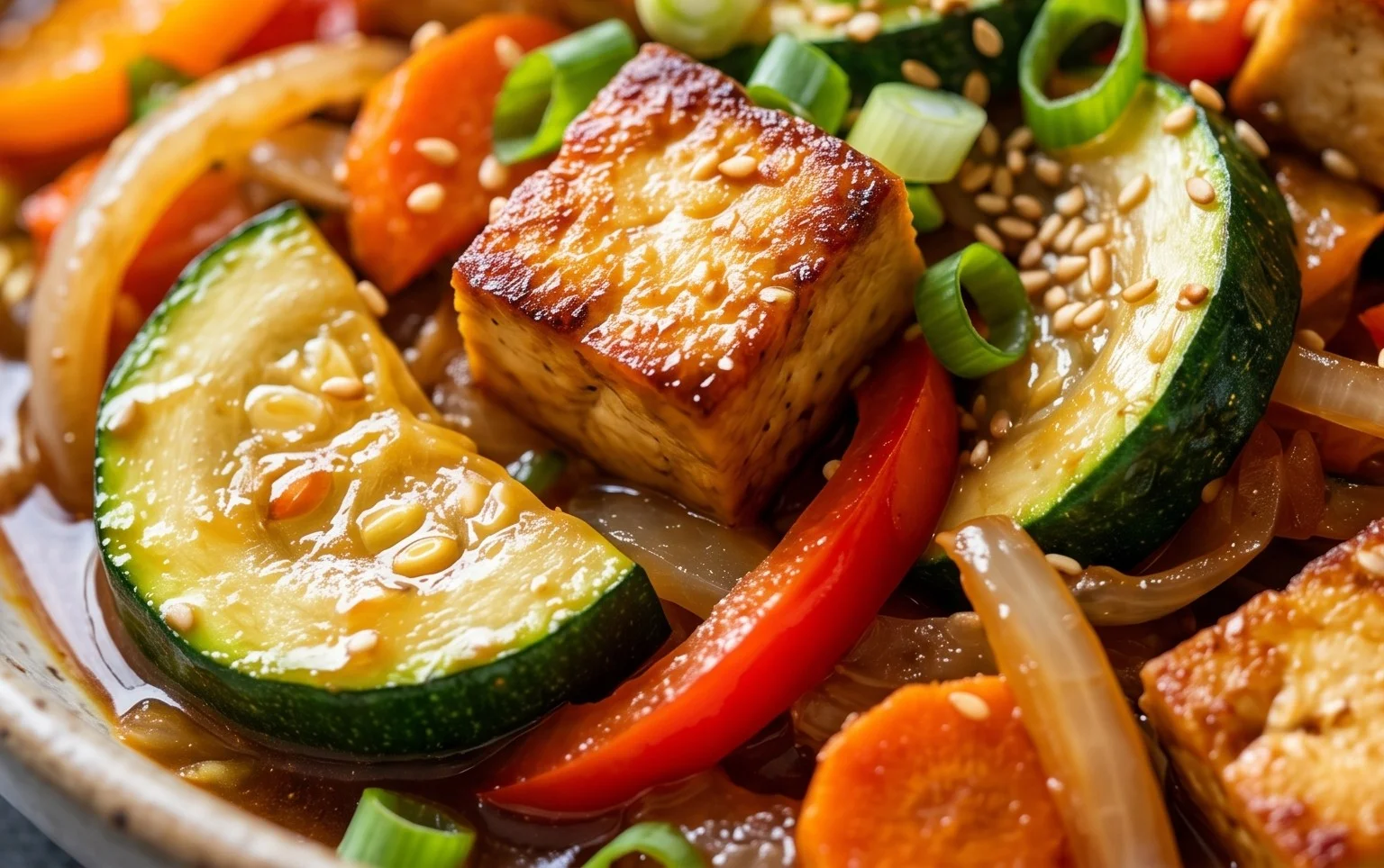 Zucchini Stir Fry With Tofu (Vegan)