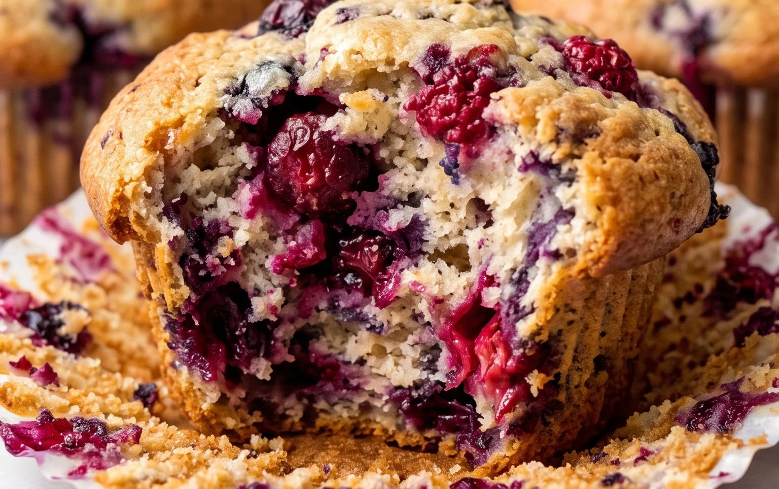 Bakery Style Mixed Berry Muffins | with Frozen Berries