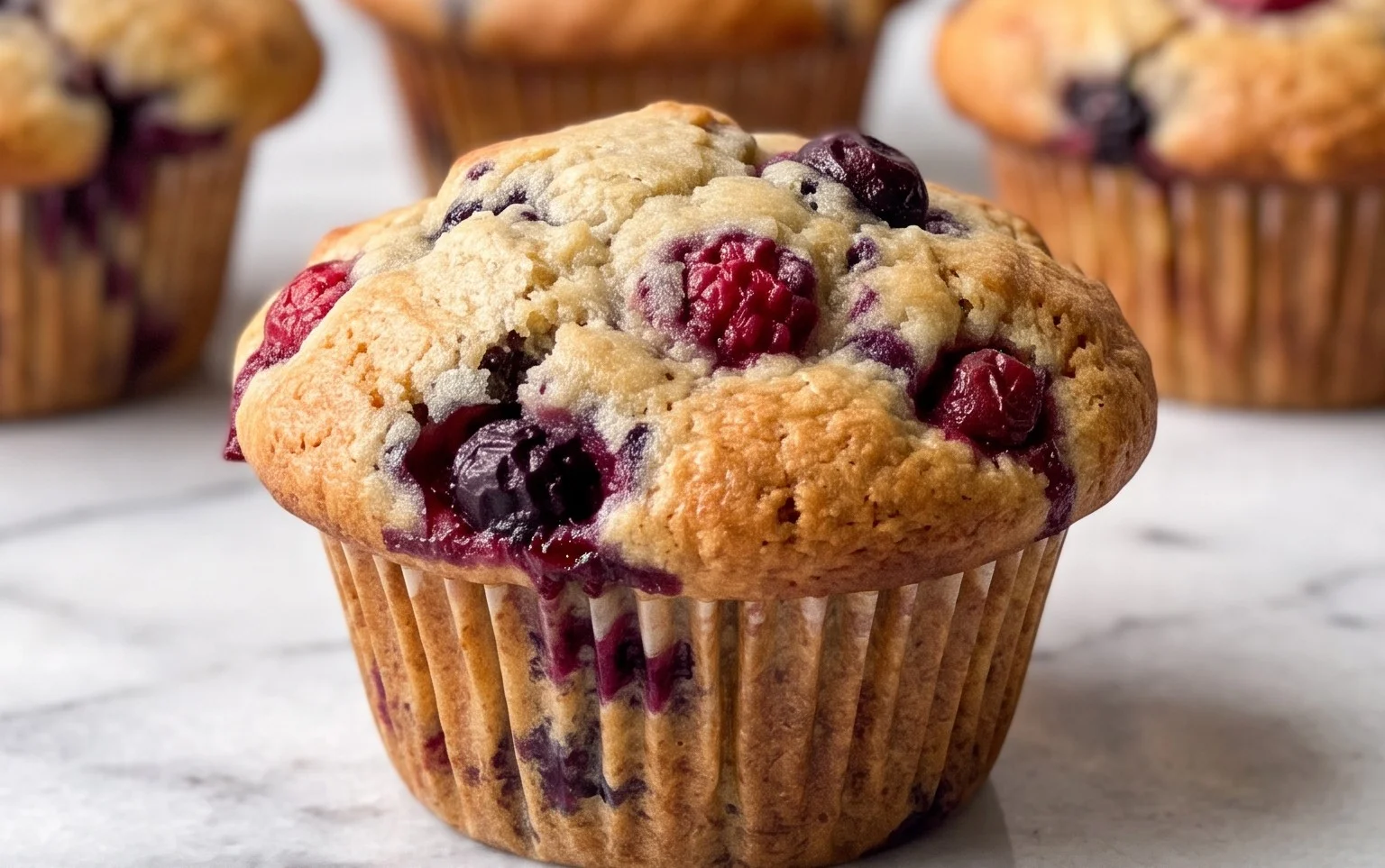 Bakery Style Mixed Berry Muffins | with Frozen Berries