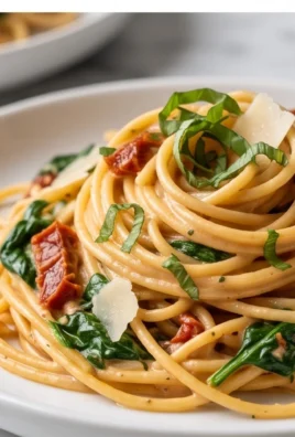 Spaghetti & Spinach with Sun-Dried Tomato Cream Sauce