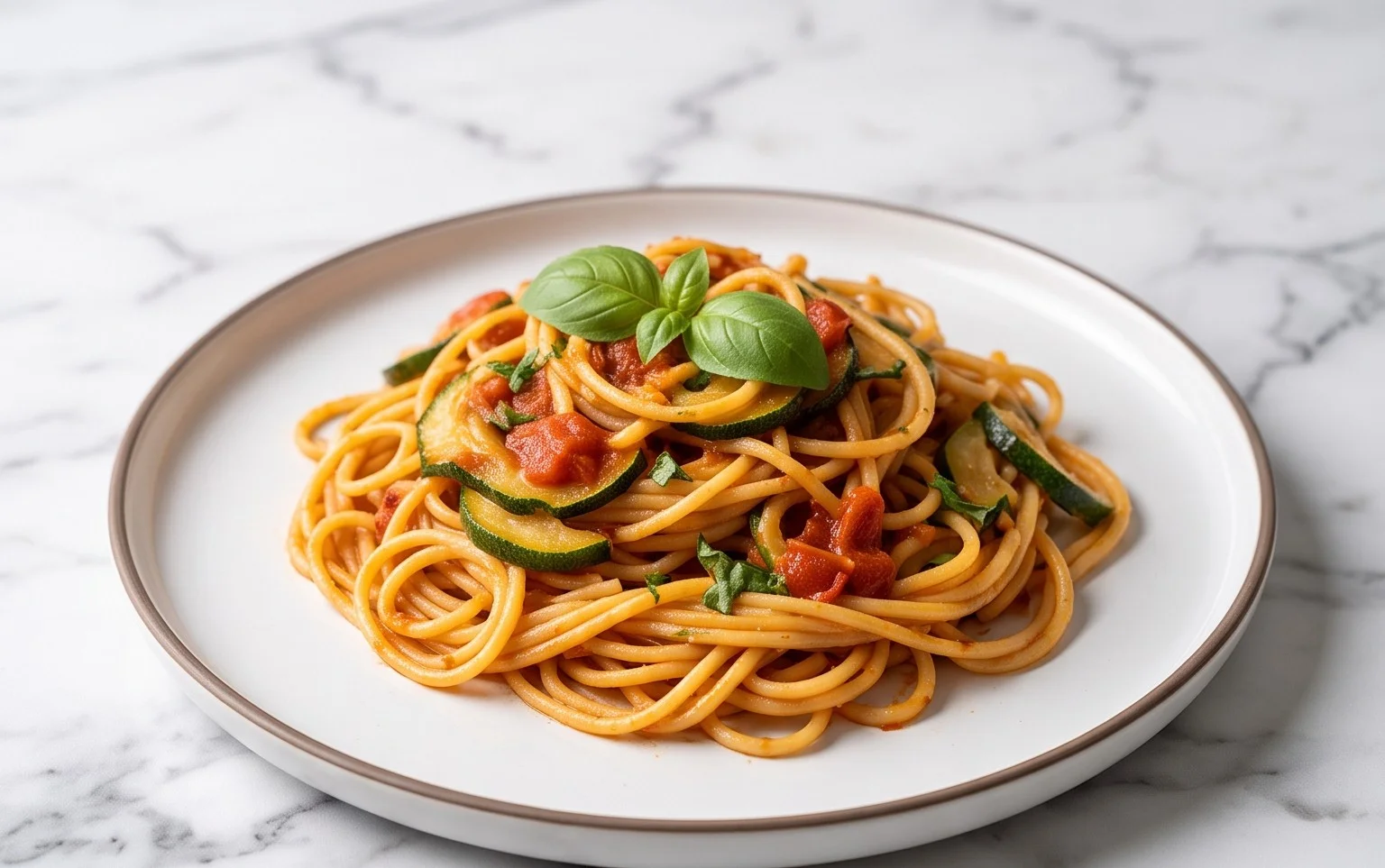 Healthy Tomato Zucchini Pasta