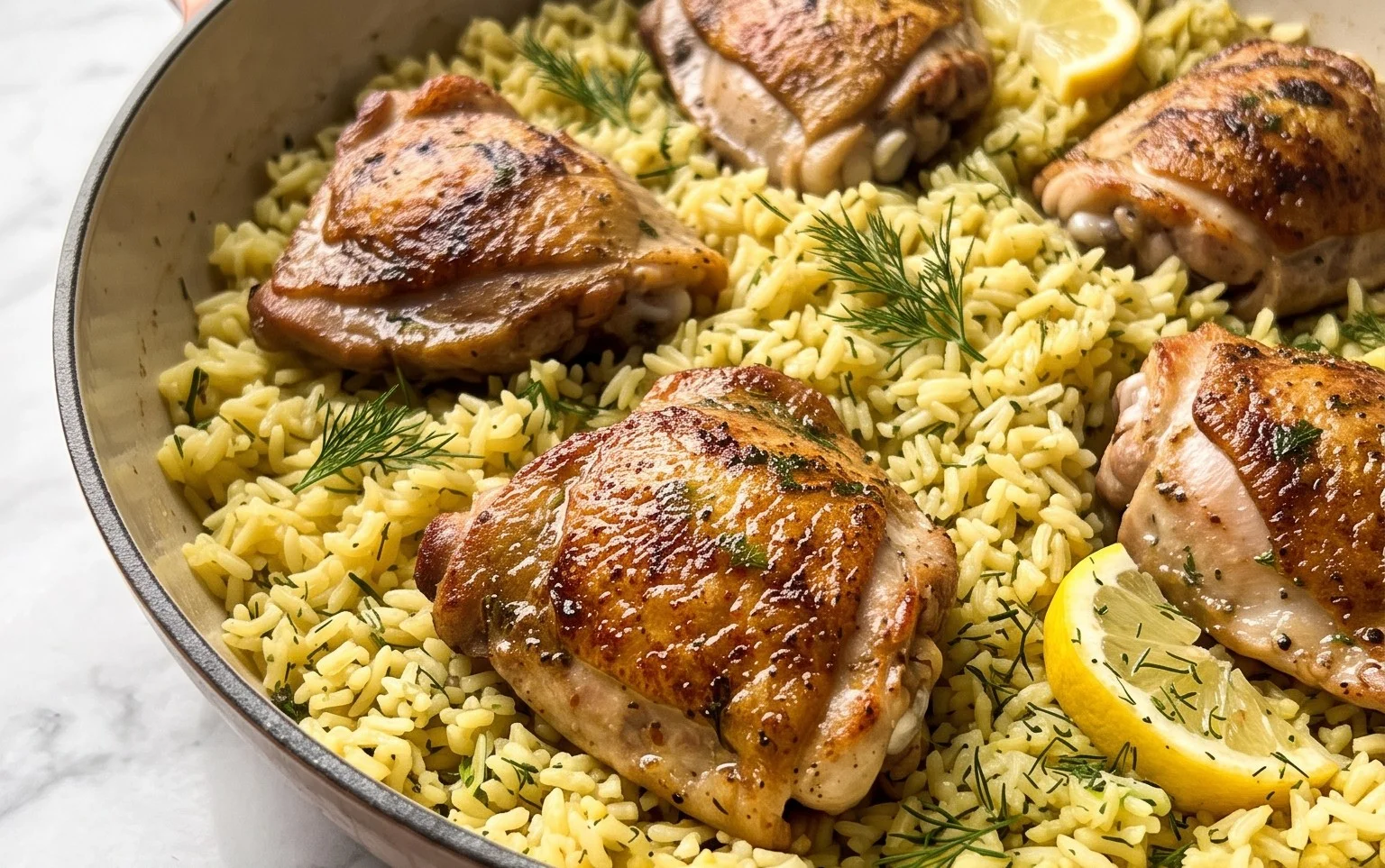 Greek Chicken and Lemon Rice (30 Minutes, One-Pot)