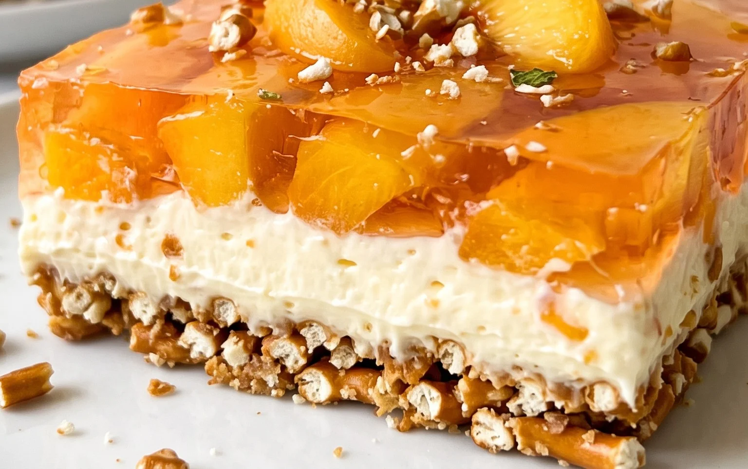 Peach Pretzel Salad Dessert