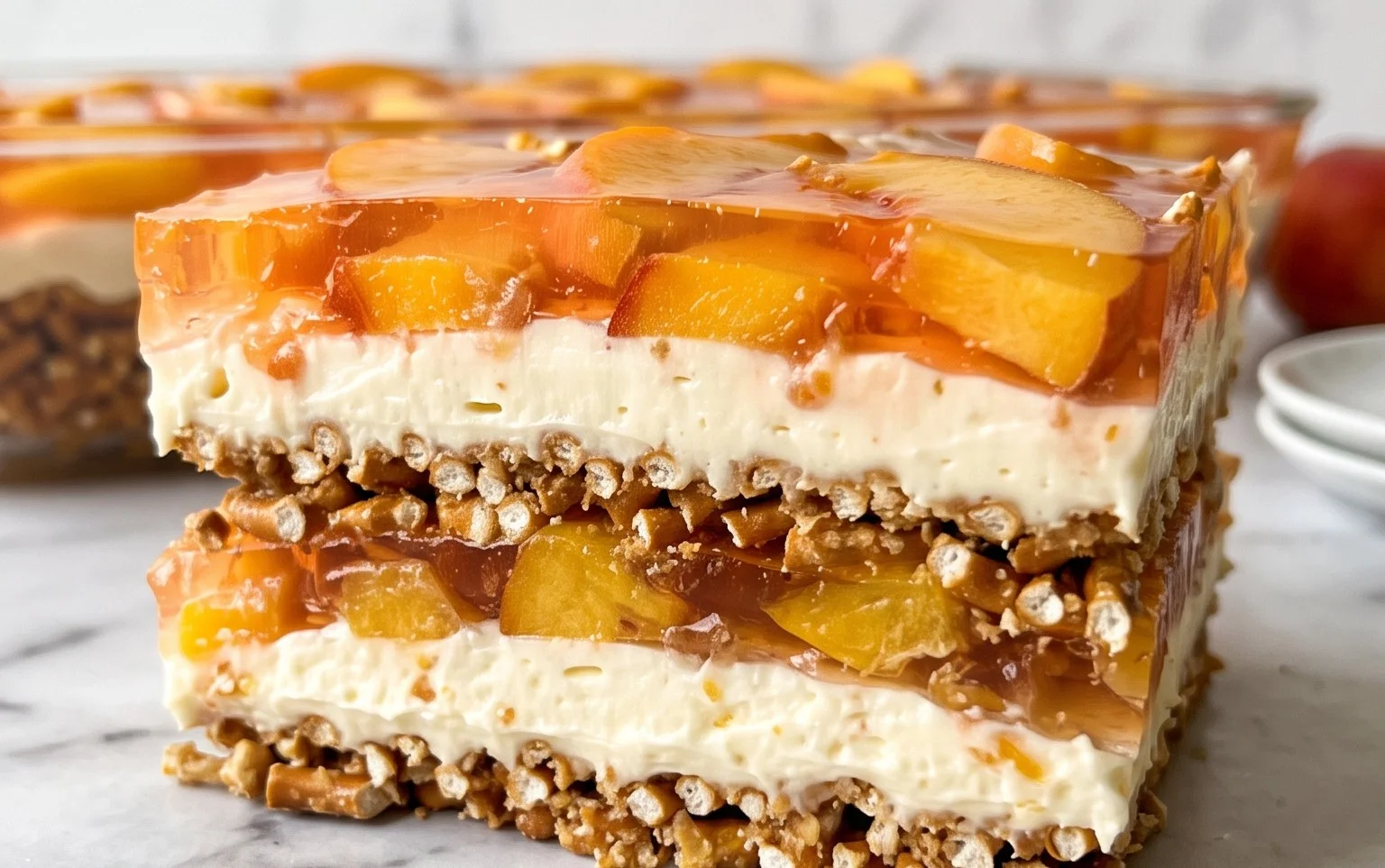 Peach Pretzel Salad Dessert