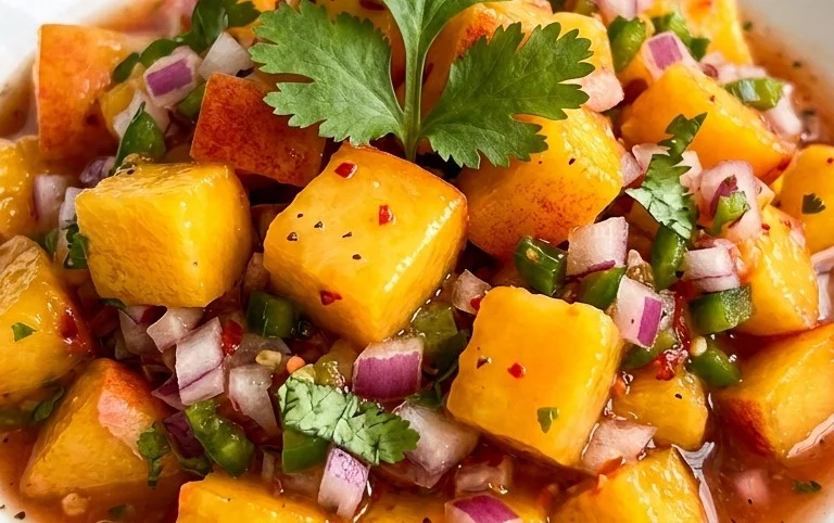 Sweet & Spicy Peach Salsa Canning Recipe
