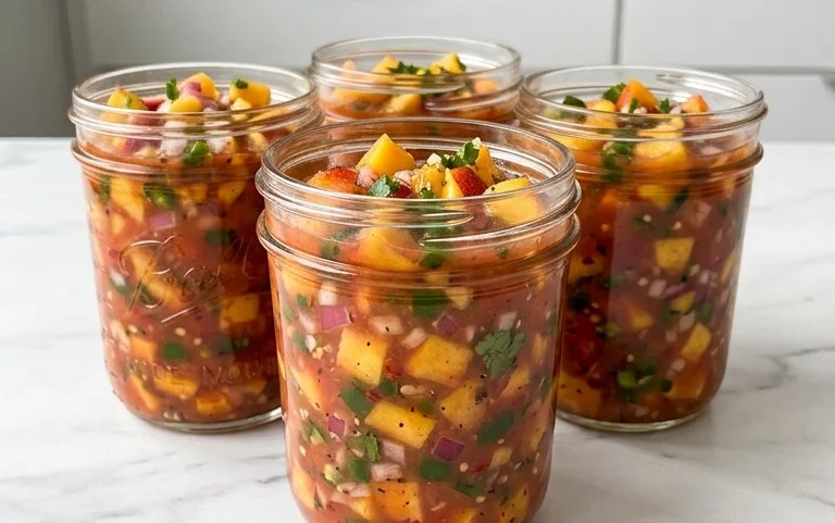 Sweet & Spicy Peach Salsa Canning Recipe