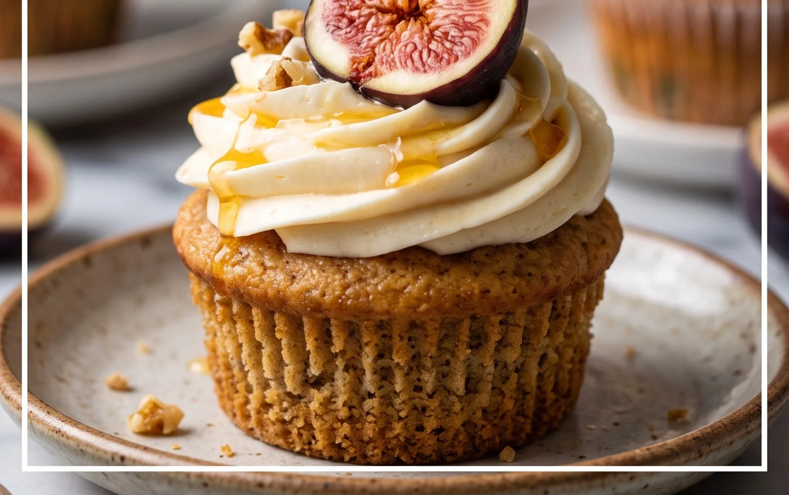 Fig Cupcakes with Honey Cream Cheese Frosting