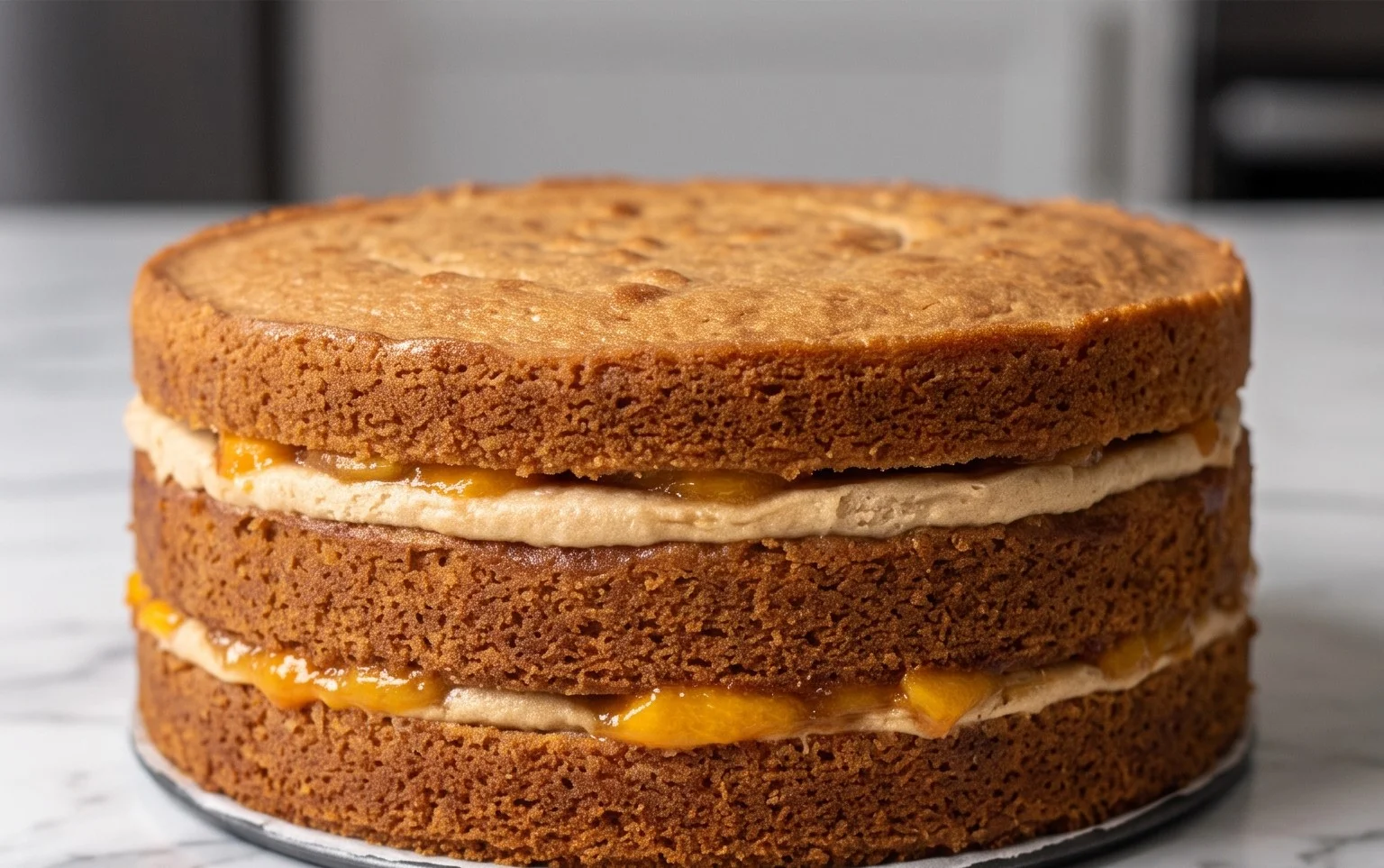 Brown Sugar Layer Cake with Peach Filling