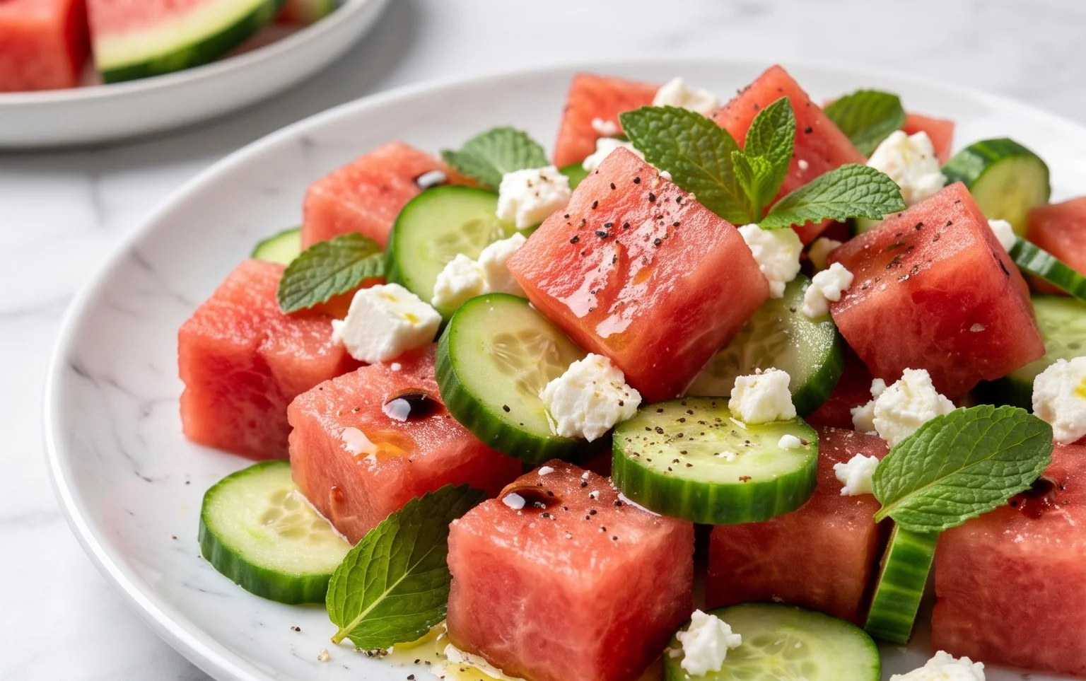 Watermelon Salad with Cucumber and Feta